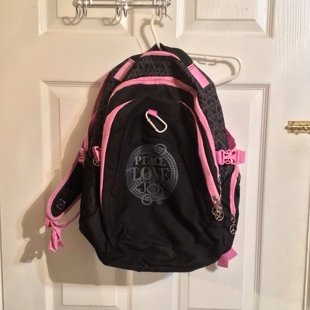 Black and pink backpack